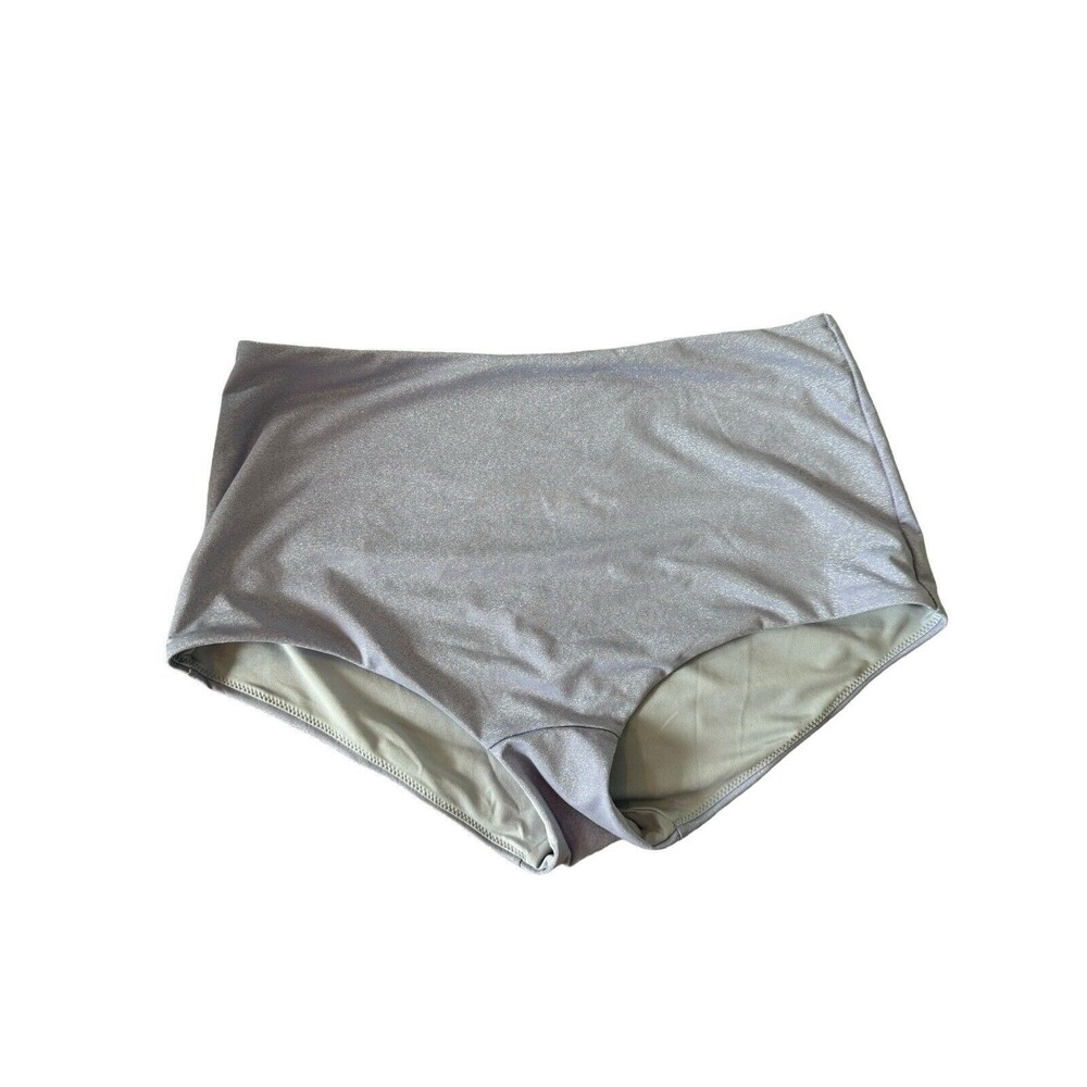 Victoria Secret Swim Bikini Bottom Purple Silver Glitter Shimmer High Waist M